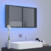 Armario espejo de baño luz LED acrílico gris brillo 80x12x45 cm