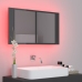 Armario espejo de baño luz LED acrílico gris brillo 80x12x45 cm