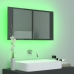 Armario espejo de baño luz LED acrílico gris brillo 80x12x45 cm