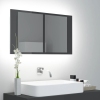 Armario espejo de baño luz LED acrílico gris brillo 80x12x45 cm