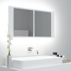 Armario espejo de baño con luz LED acrílico blanco 90x12x45 cm