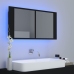 Armario espejo de baño con luz LED acrílico negro 90x12x45 cm