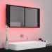 Armario espejo de baño con luz LED acrílico negro 90x12x45 cm