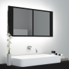 Armario espejo de baño con luz LED acrílico negro 90x12x45 cm