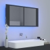 Armario espejo de baño con luz LED acrílico gris 90x12x45 cm