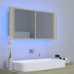 Armario espejo de baño LED acrílico roble Sonoma 90x12x45 cm