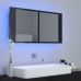 Armario espejo de baño LED acrílico negro brillo 90x12x45 cm