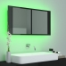 Armario espejo de baño LED acrílico negro brillo 90x12x45 cm