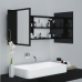 Armario espejo de baño LED acrílico negro brillo 90x12x45 cm