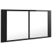 Armario espejo de baño LED acrílico negro brillo 90x12x45 cm