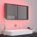 Armario espejo de baño luz LED acrílico gris brillo 90x12x45 cm