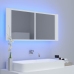 Armario espejo de baño con luz LED acrílico blanco 100x12x45 cm