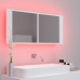 Armario espejo de baño con luz LED acrílico blanco 100x12x45 cm