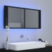 Armario espejo de baño con luz LED acrílico negro 100x12x45 cm