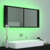 Armario espejo de baño con luz LED acrílico negro 100x12x45 cm