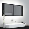 Armario espejo de baño con luz LED acrílico negro 100x12x45 cm