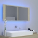 Armario espejo de baño LED acrílico roble Sonoma 100x12x45 cm