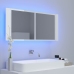 Armario espejo de baño LED acrílico blanco brillo 100x12x45 cm