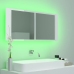 Armario espejo de baño LED acrílico blanco brillo 100x12x45 cm