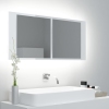 Armario espejo de baño LED acrílico blanco brillo 100x12x45 cm