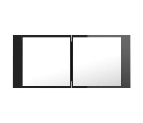 Armario espejo de baño LED acrílico negro brillo 100x12x45 cm