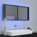 Armario espejo de baño LED acrílico negro brillo 100x12x45 cm