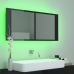 Armario espejo de baño LED acrílico negro brillo 100x12x45 cm