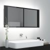 Armario espejo de baño LED acrílico negro brillo 100x12x45 cm