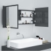 Armario espejo de baño LED acrílico gris brillo 100x12x45 cm