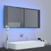 Armario espejo de baño LED acrílico gris brillo 100x12x45 cm