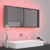 Armario espejo de baño LED acrílico gris brillo 100x12x45 cm