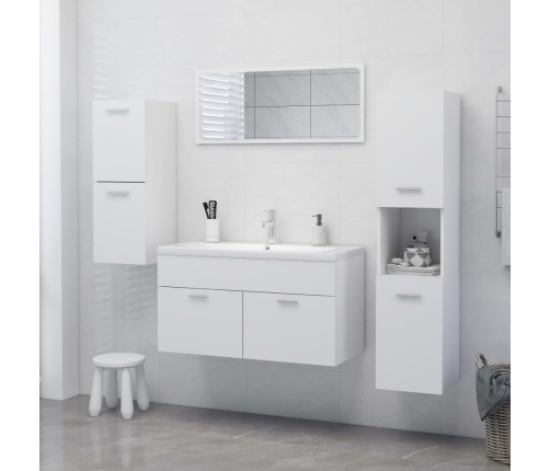 Armario de baño madera contrachapada blanco 30x30x80 cm