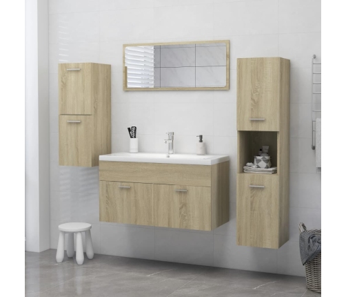 Armario de baño madera contrachapada roble Sonoma 30x30x80 cm