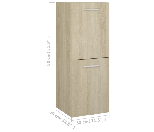 Armario de baño madera contrachapada roble Sonoma 30x30x80 cm