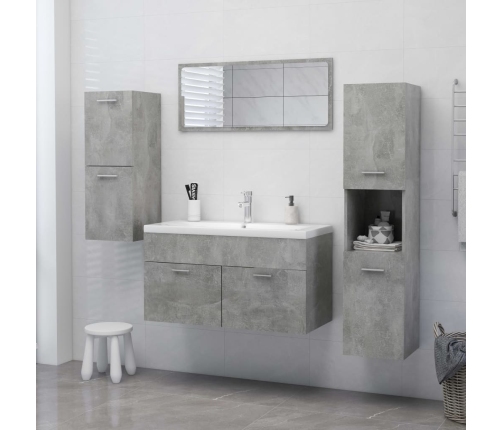 Armario de baño madera contrachapada gris hormigón 30x30x80 cm