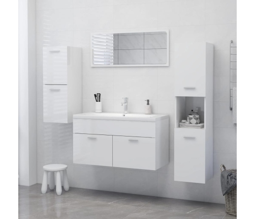 Armario de baño madera contrachapada blanco brillo 30x30x80 cm