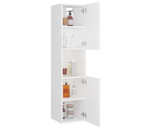 Armario de baño madera contrachapada blanco 30x30x130 cm