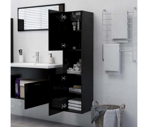 Armario de baño madera contrachapada negro 30x30x130 cm