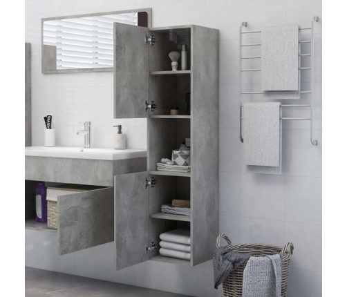 Armario de baño madera contrachapada gris hormigón 30x30x130 cm