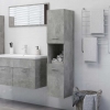 Armario de baño madera contrachapada gris hormigón 30x30x130 cm