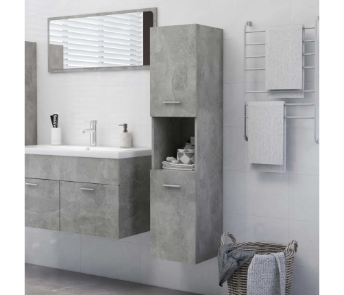 Armario de baño madera contrachapada gris hormigón 30x30x130 cm