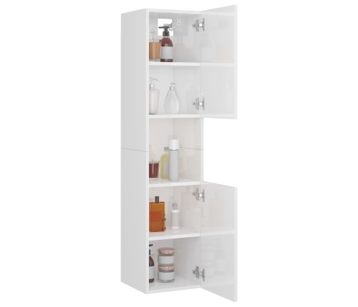 Armario de baño madera contrachapada blanco brillo 30x30x130 cm