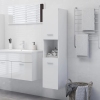 Armario de baño madera contrachapada blanco brillo 30x30x130 cm