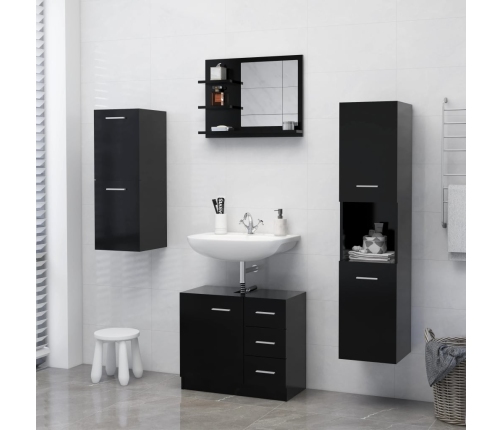 Espejo de baño madera contrachapada negro 60x10,5x45 cm