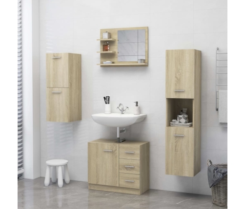 Espejo de baño madera contrachapada roble Sonoma 60x10,5x45 cm