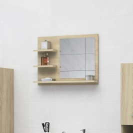 Espejo de baño madera contrachapada roble Sonoma 60x10,5x45 cm