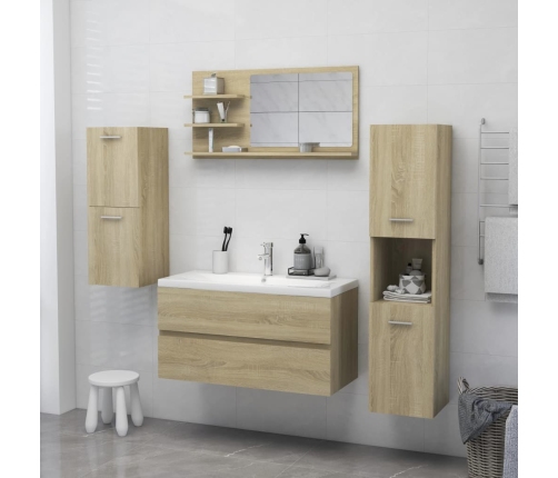 Espejo de baño madera contrachapada roble Sonoma 90x10,5x45 cm