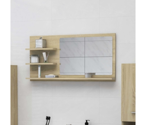 Espejo de baño madera contrachapada roble Sonoma 90x10,5x45 cm