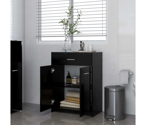 Armario de baño madera contrachapada negro 60x33x80 cm