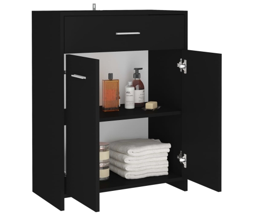 Armario de baño madera contrachapada negro 60x33x80 cm